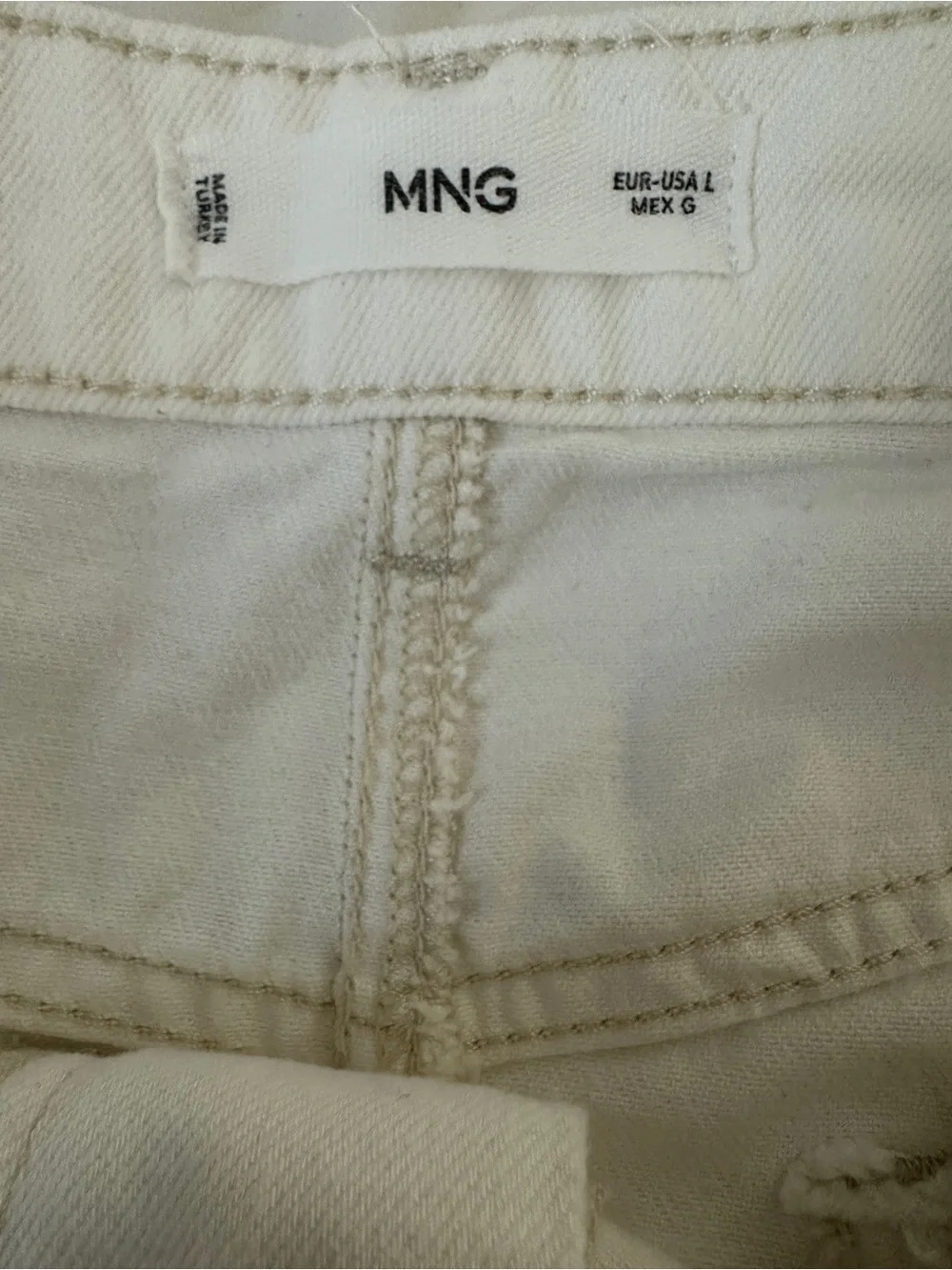 Mango White Asymmetrical Denim Skirt